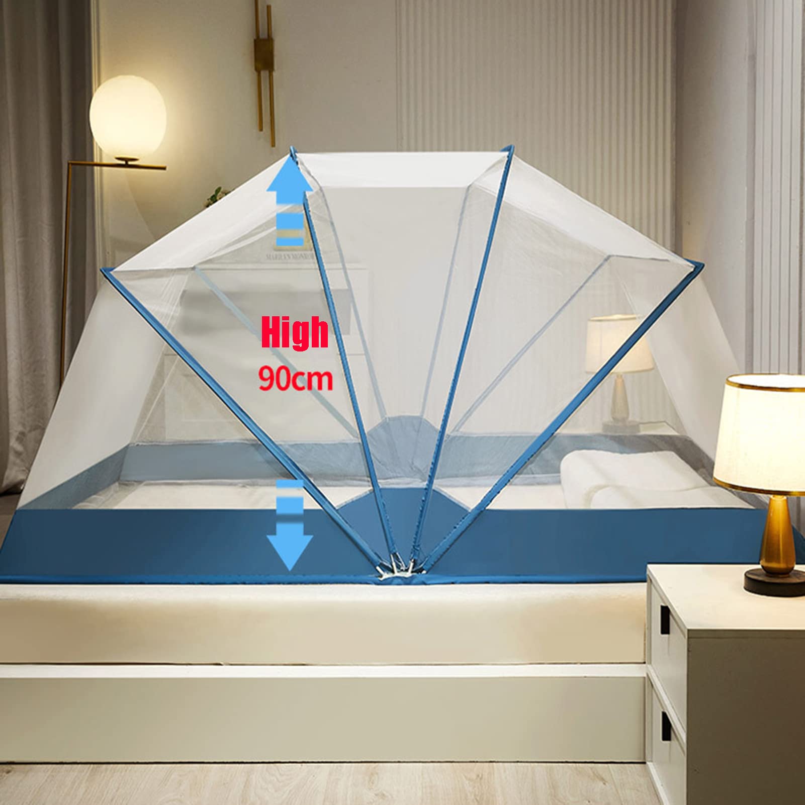 Mosquitera portátil, mosquitera Plegable Alta, Tienda de campaña sin instalación, mosquitera cómoda, Transpirable, fácil de Instalar y Lavar para Cama, Patio, Viajes, B, 120 * 190