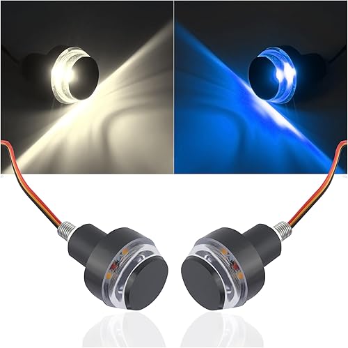 2 luces direccionales de motocicleta de doble color con 12 LED, luces LED ámbar para motocicletas, scooters, motocross, ATV, con manillar de 0.866