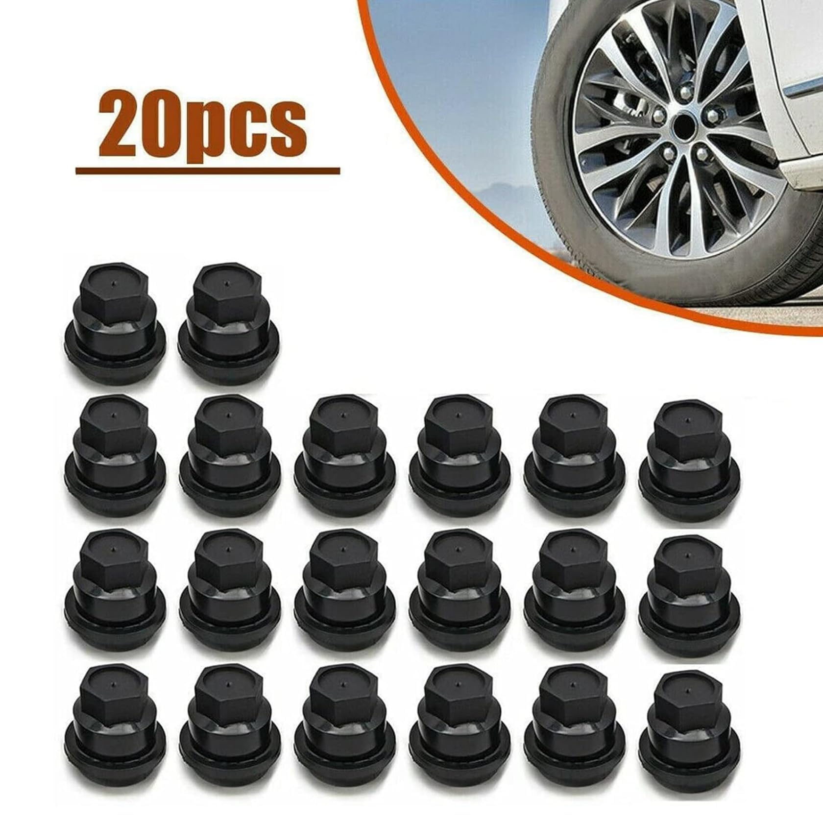 20 PCS Black Plastic Lug Nut Covers - Compatible With Chevrolet S10, Blazer, GMC Jimmy, Sonoma - Replaces 560-5208, 15661036 & More