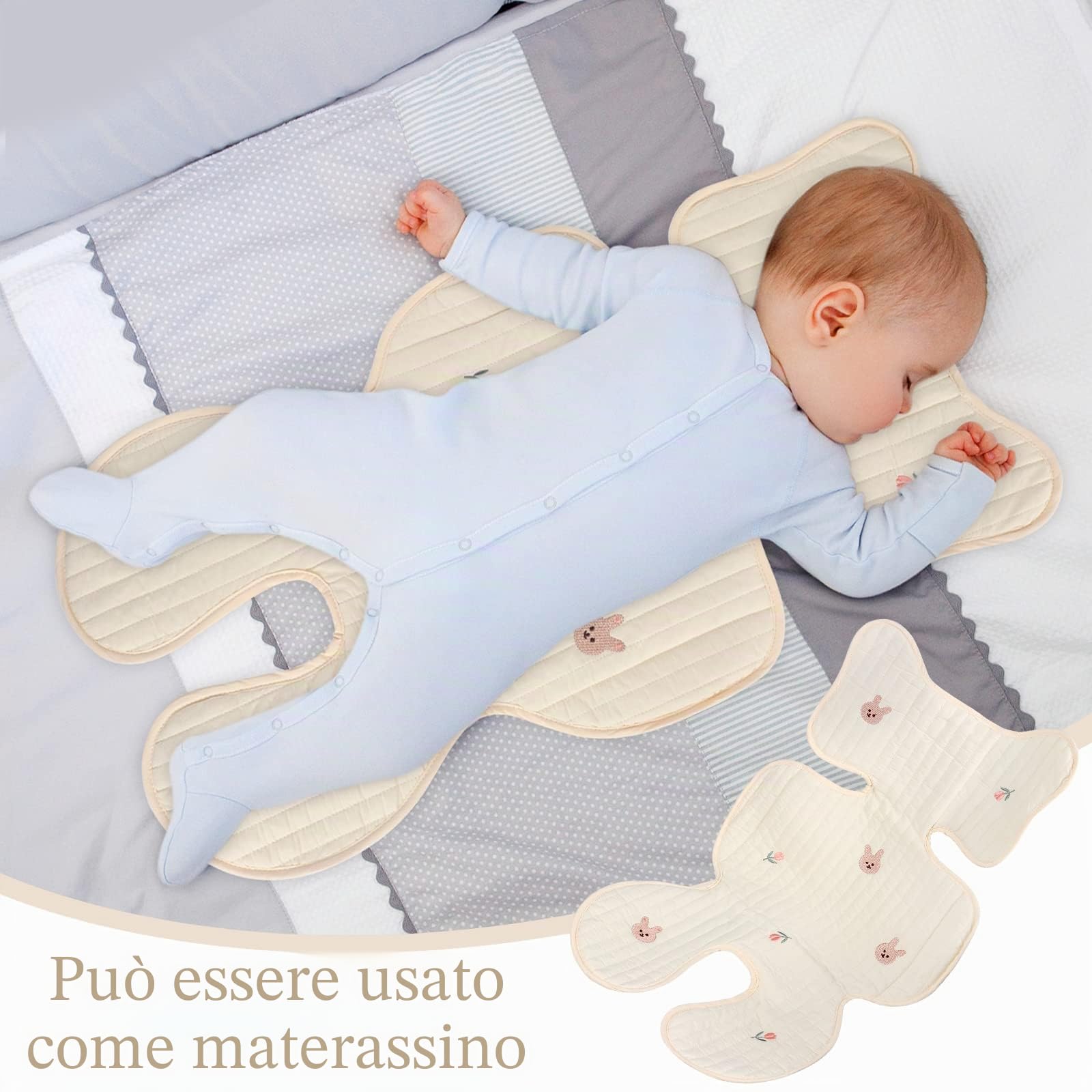 LUFEIS Cuscino per Passeggino, Materassino Passeggino Universale, Copriseduta Passeggino Antisudore, Cuscino Ovetto Auto Estivo Traspirante, Materassino per Passeggino Seggiolino, Seggiolino Auto