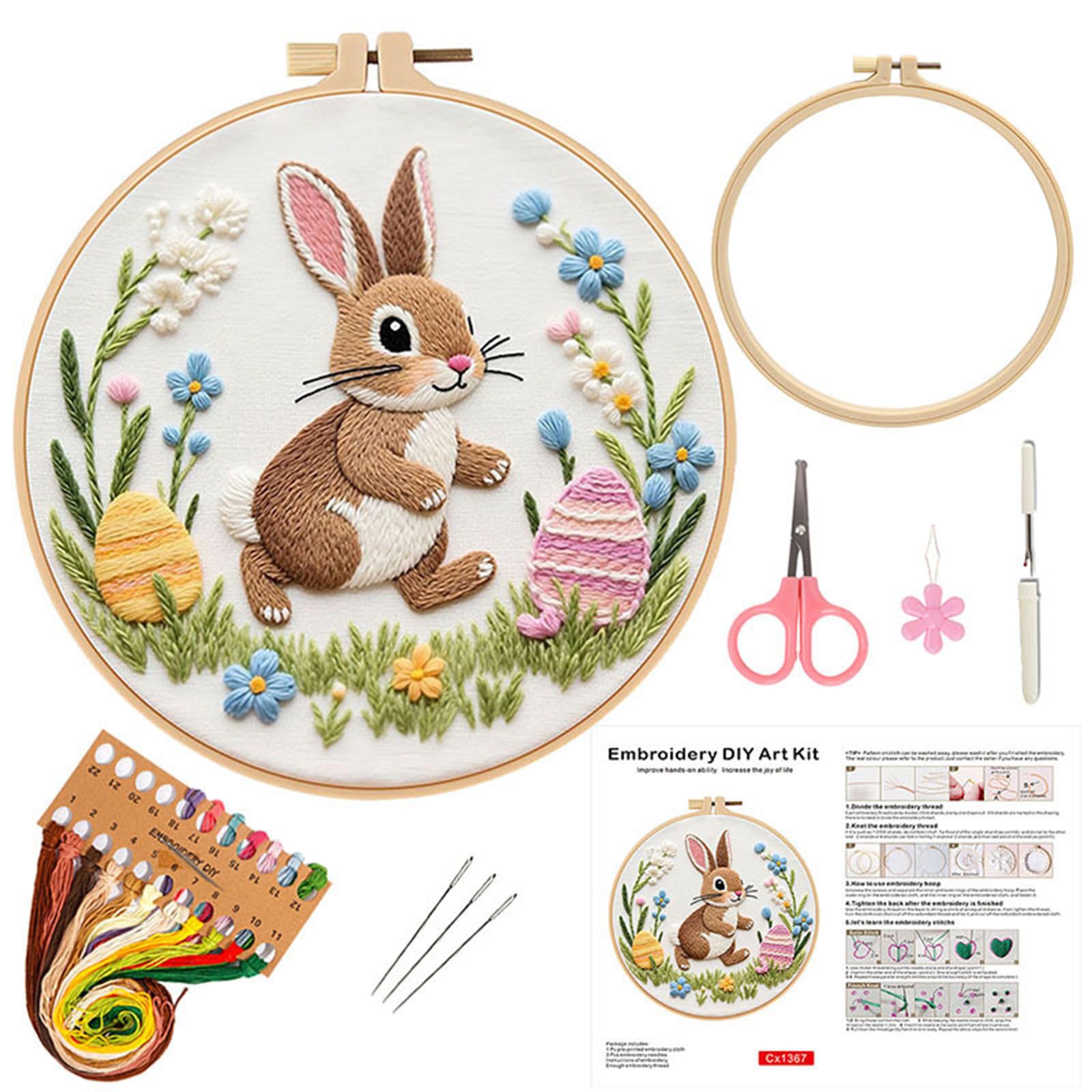 hogtnd Easter Bunny Embroidery Kit with Complete Tool for Special Occasions and DIY