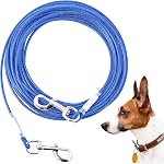 Tie Out Cable for Dogs, 10/20/30/50/ 100FT Dog Leads for Yard Chew Proof, Heavy Duty Dog Tie Out Cable for Large Dogs Up to 120lbs (Purple, 125Ibs 30ft)