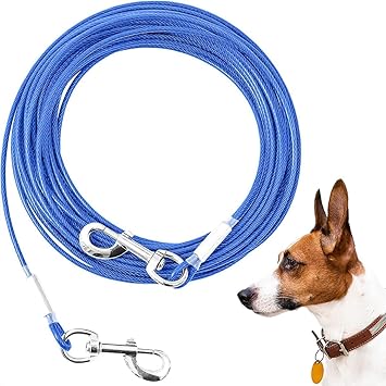Dog Tie Out Cable, 50 Foot Dog Lead, Heavy Duty Tie Out Cable for Large Dogs up to 125 lbs, Durable Dog Runner Tether Line for Outdoor, Garden