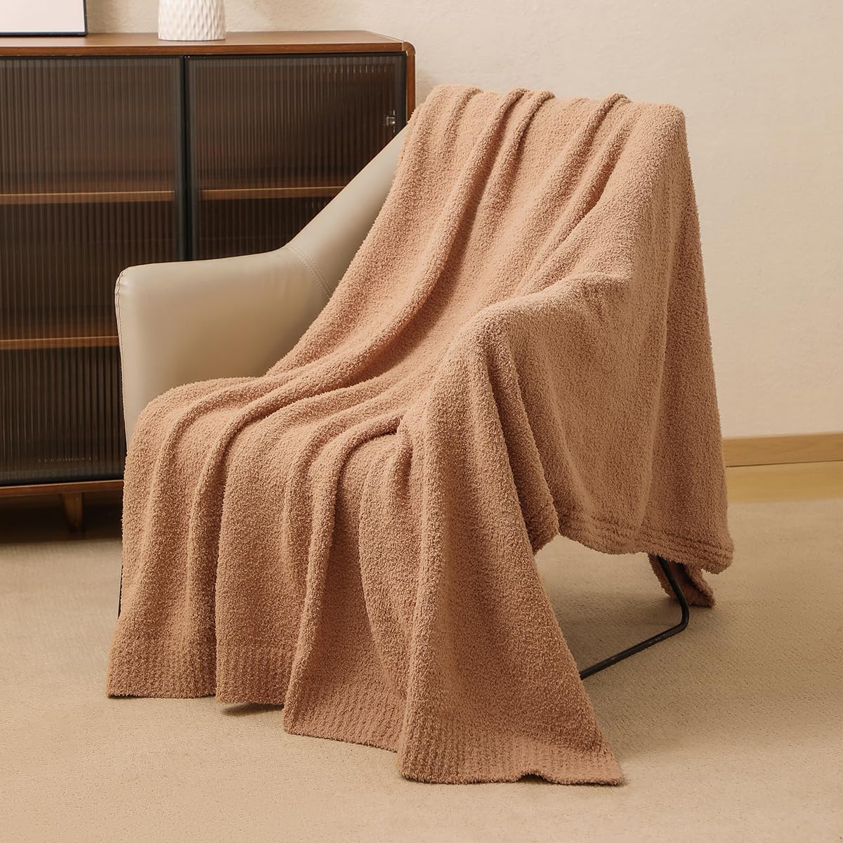 bearberry Super Soft Fluffy Throw Blanket Lightweight Cozy Warm Throw Blankets for Couch Bed Sofa All Season (Camel, 50”x60”) - Image 6