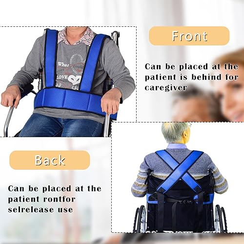 Miniatura 4 de Cinturón de seguridad para silla de ruedas con correa ajustable para el hombro, cinturón de sujeción médica, restricciones de cama para silla de