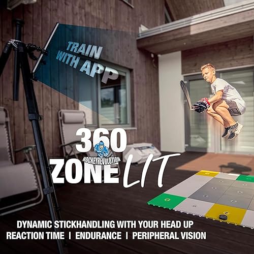 Miniatura 5 de Hockey Revolution 360 Zone Lit - Azulejos de entrenamiento profesional - Mejora el manejo de palos y el movimiento, velocidad en hielo, ejercicio,
