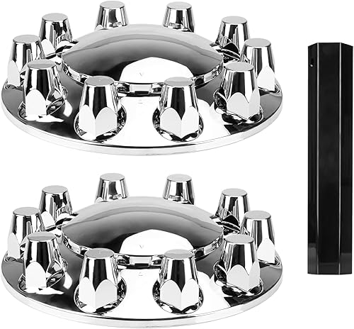 Cubierta de eje ABS de 1.299 in con cromado, kit combinado puntiagudo para tuercas de llanta atornilladas para semircamión con 4 cubiertas de rueda