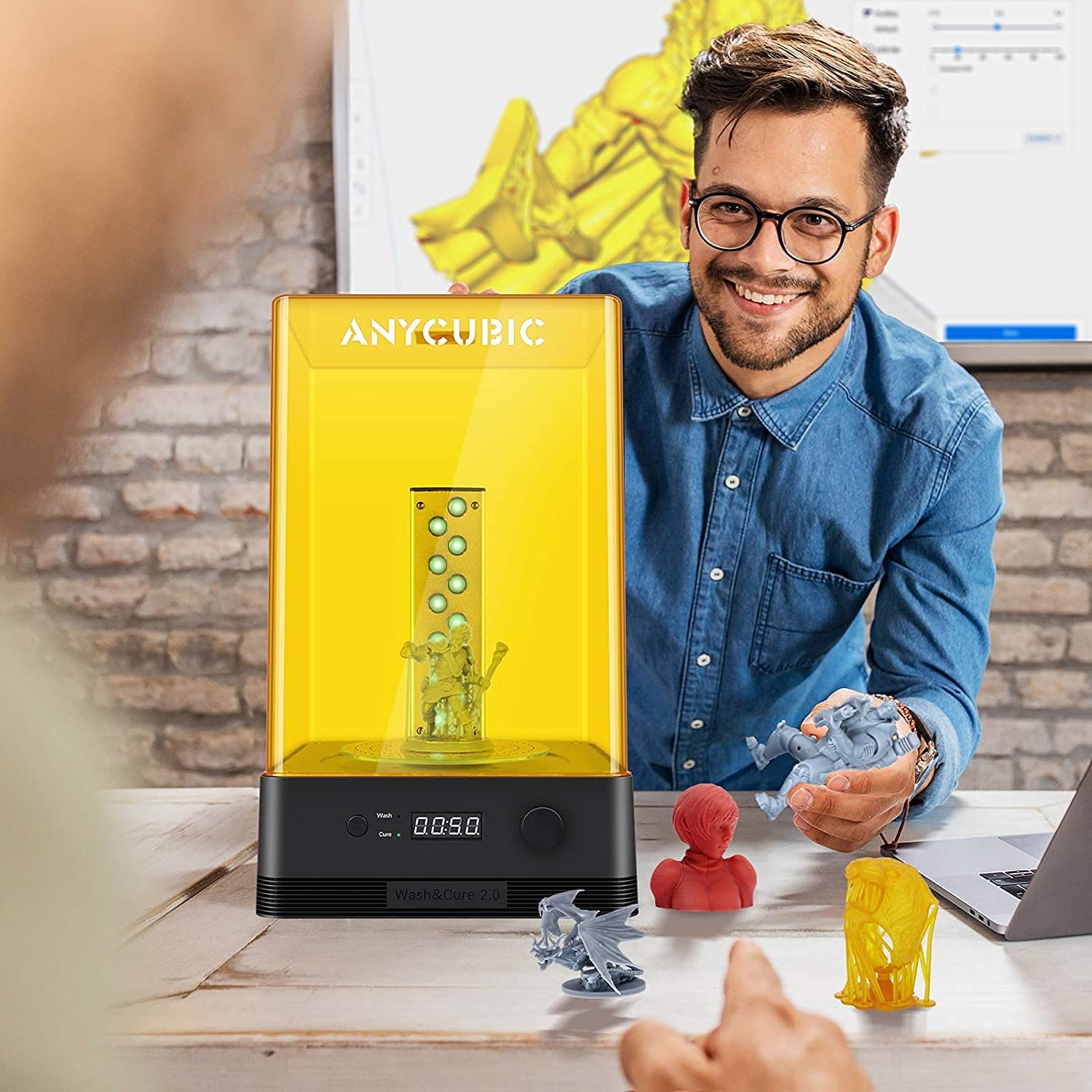 ANYCUBIC Wash & Cure Maszyna 2.0 dla drukarek 3D żywicznych LCD/DLP/SLA, 2 w 1 zbiornik do mycia i urządzenie do utwardzania UV dla modeli drukarek Photon Mono 2/Mono 4k/D2/Ultra/Mars 2/Mars 2 Pro
