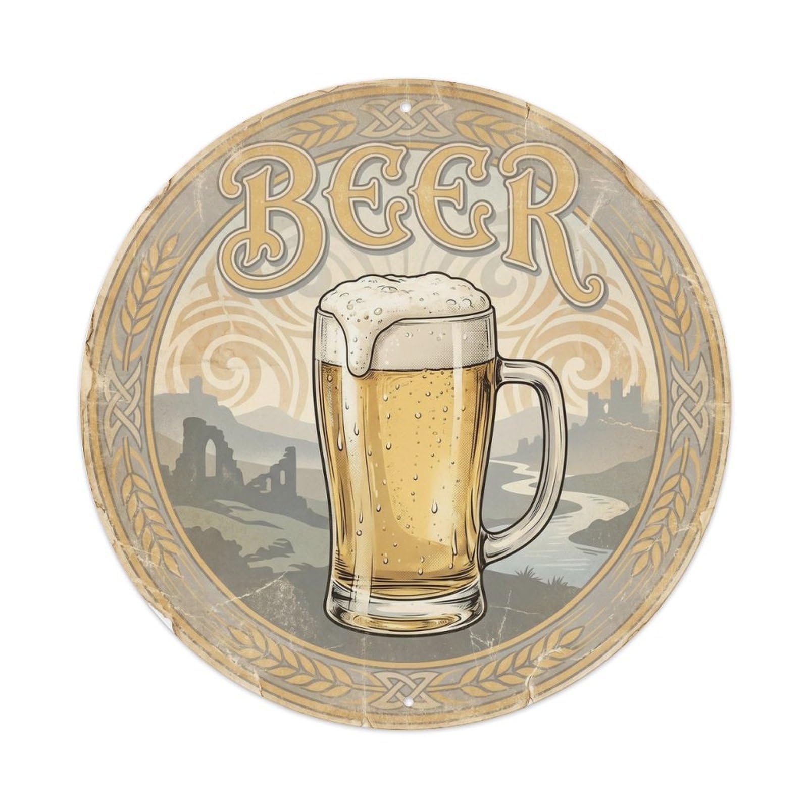Brew House Craft Beer Irish Foam Mug Market Travel Metal Tin Sign