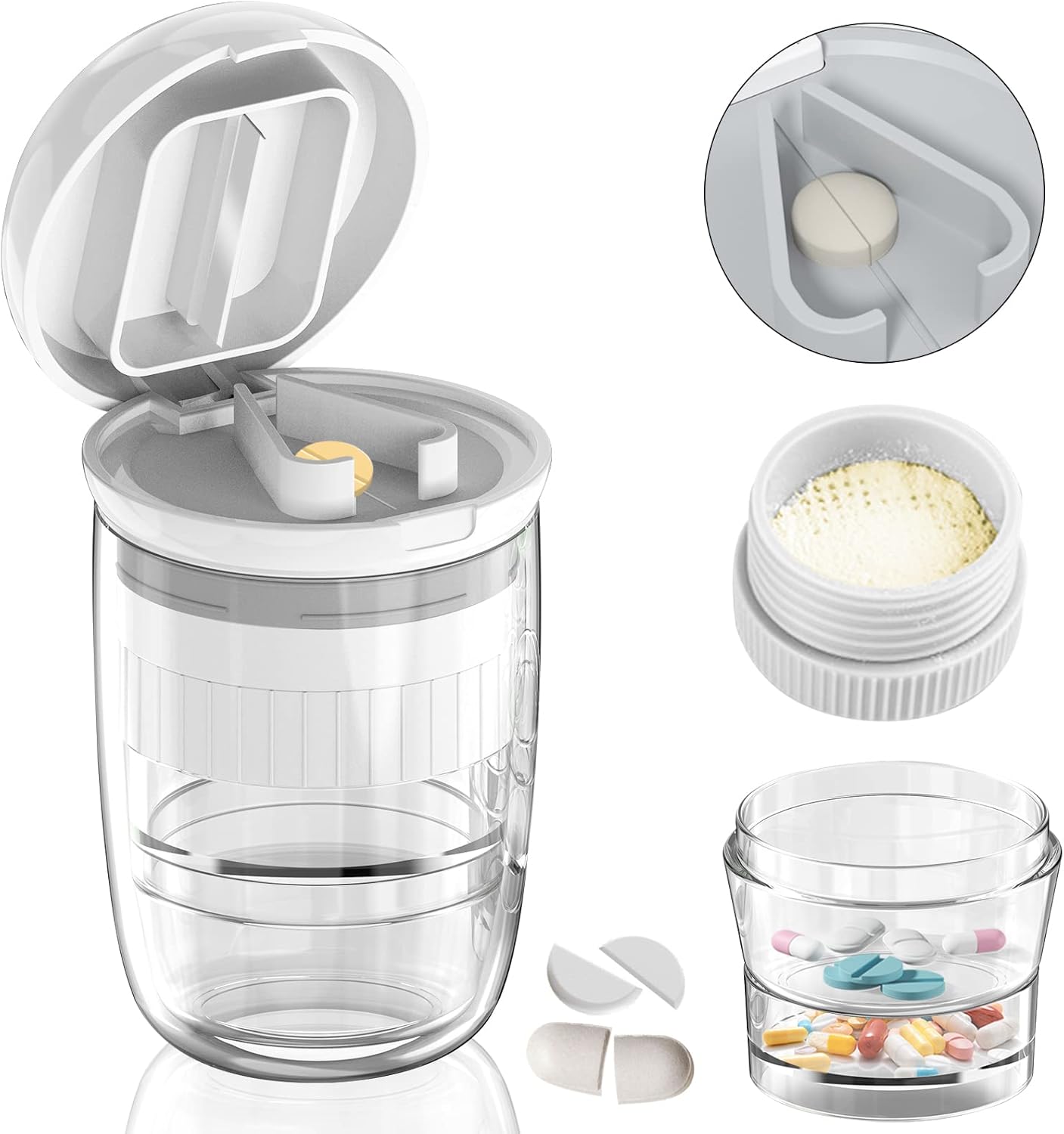 Pill Cutter Splitter with Dispenser, Pill Cutter for Small