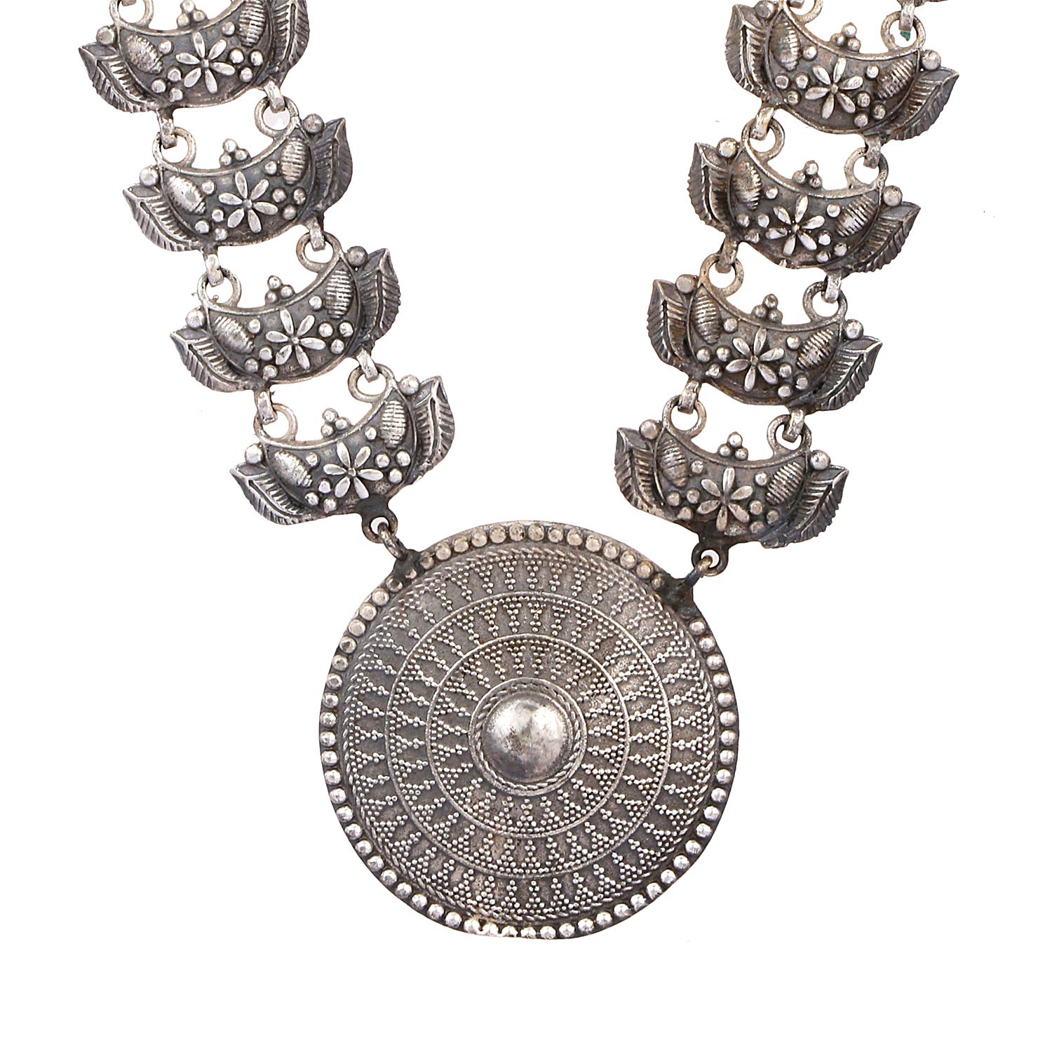 AheliVintage Inspired Oxidized Intricately Crafted Chain with Pendant Necklace Neckpiece for Indian Women Ethnic Traditional Wedding Fashion Jewelry