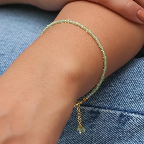 Miniatura 6 de Gempires Natural Green Peridot Beaded Bracelet August Birthstone Crystal Jewelry Hypoallergenic 8 Inch Gold Plated Lightweight Handmade Gemstone