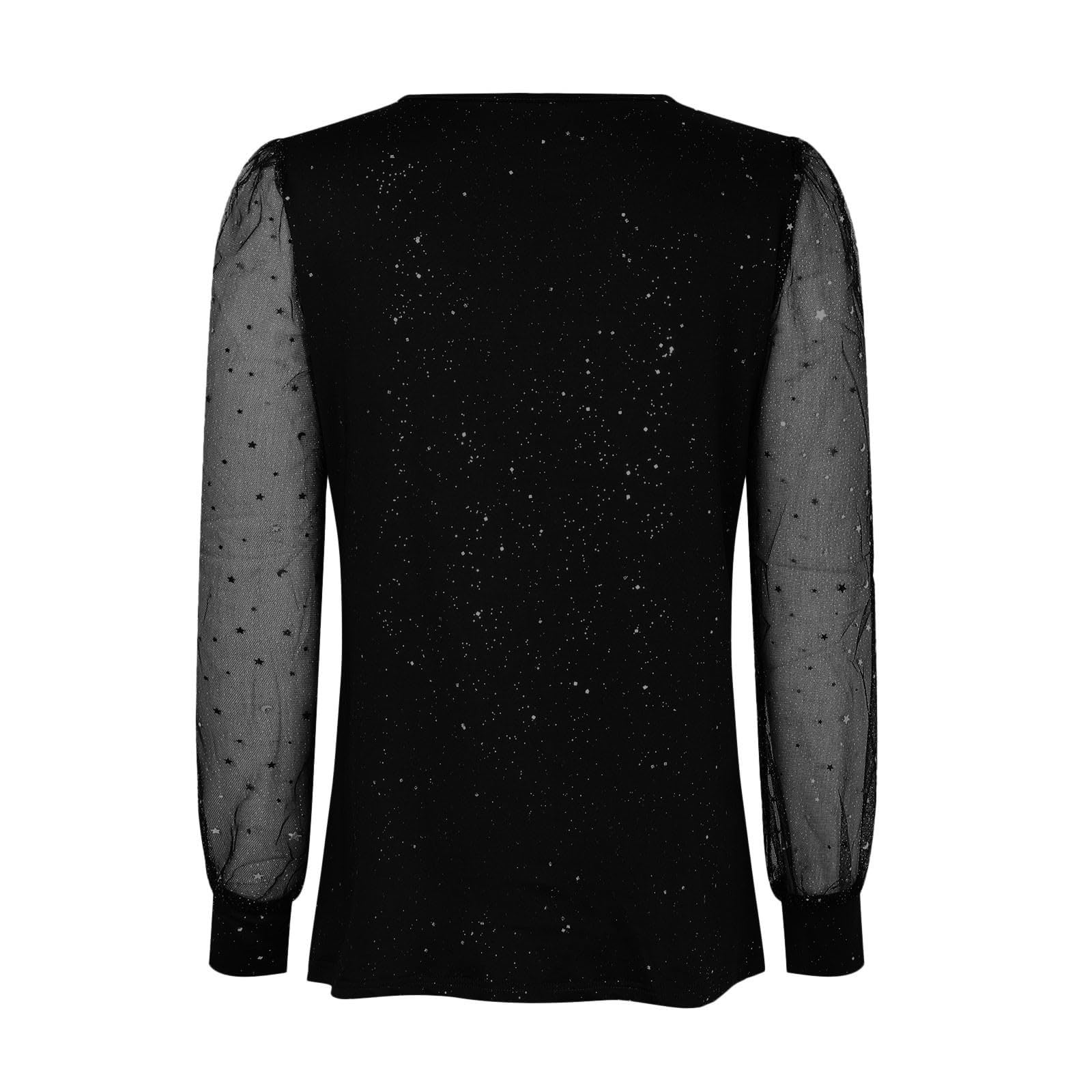 Generisch Mädchen Langarm-Freizeitbluse mit Glitzerkragen für Festliche Anlässe lockere Passform für Tweens Teenager Bequeme Partybluse