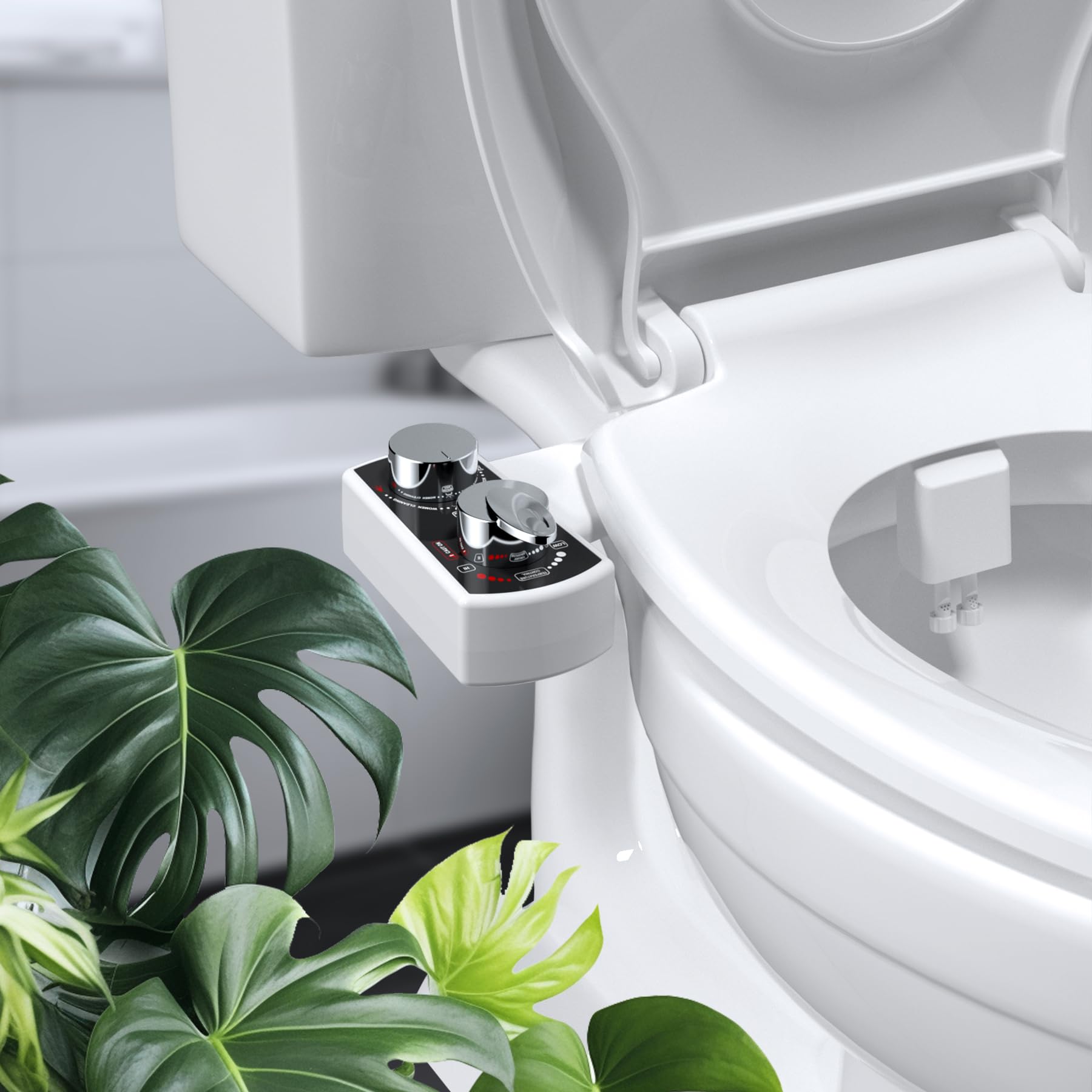 Hibbent Attachment de siège de toilette bidet, bidet pulvérisateur chaud et froid non électrique mécanique, double buse auto-nettoyante, bidet à jet d'eau douce pour toilettes