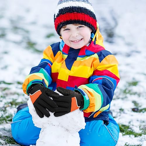 Miniatura 2 de 3 pares de guantes de nieve para niños, guantes de invierno impermeables, cálidos, guantes de esquí resistentes al viento, ajustables,