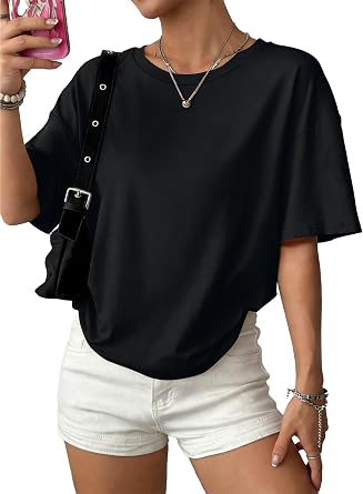 WIHOLL Oversized Tshirts for Women Summer Crew Neck Short Sleeve Graphic Tees Casual Loose Fit Workout Tops 2026