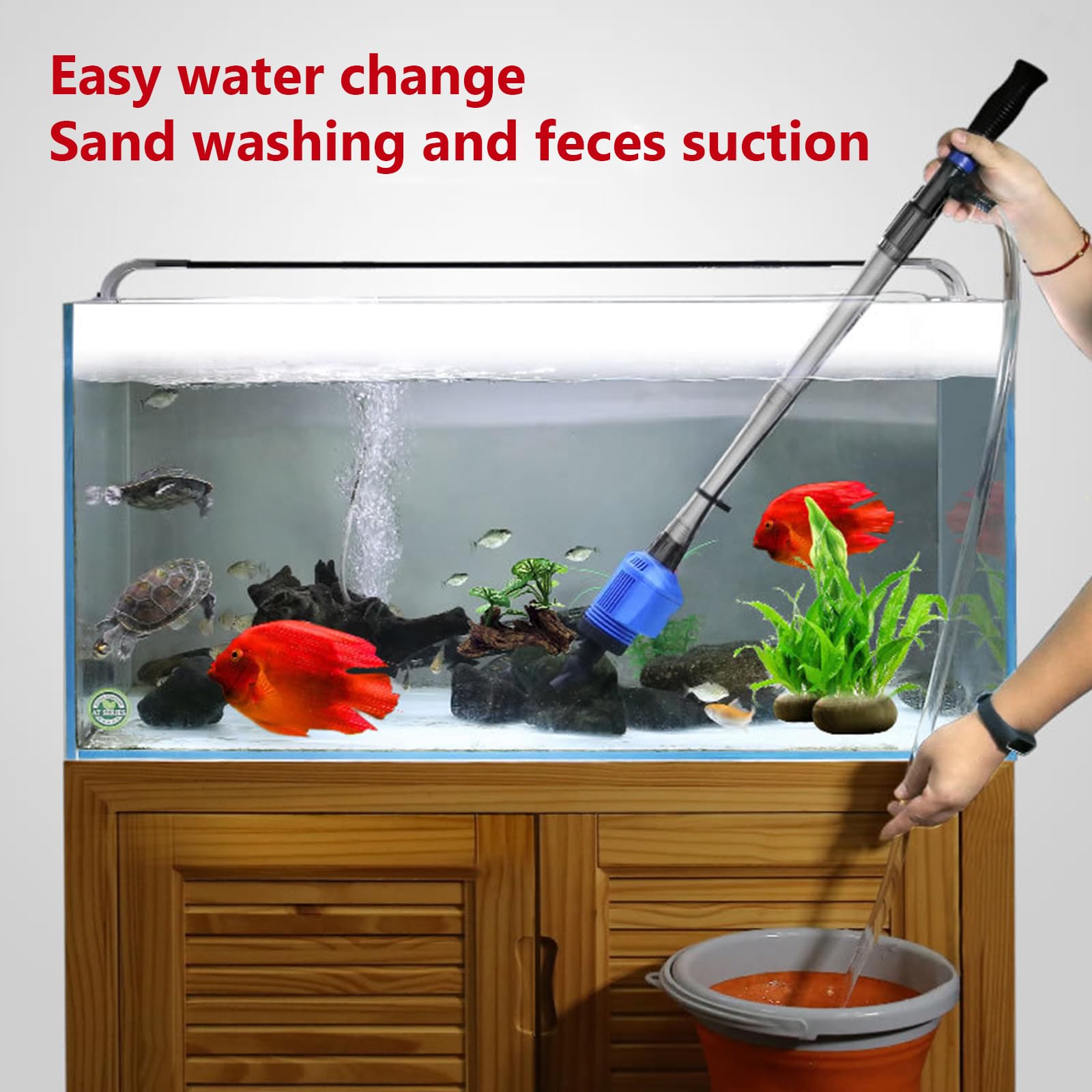 Aspirateur Électrique pour Aquarium, 4En1 Kit De Siphon D'aquarium, 20W Changeur d'eau Laveur De Sable Nettoyage des Débris Filtre Aspirateur De Gravier Électrique Convient pour Aquarium