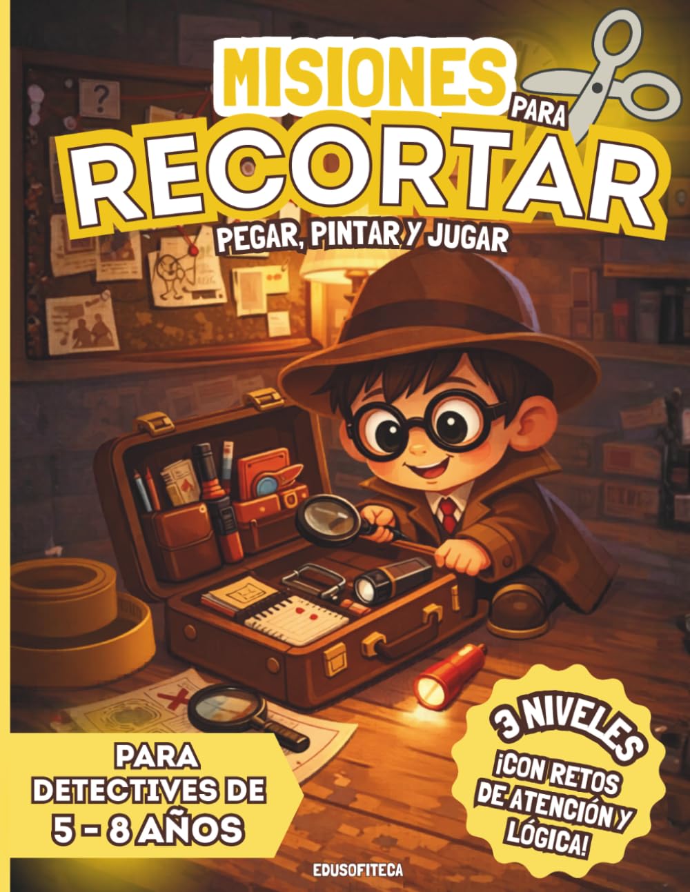 Academia de Detectives. Libro de Recortar para Niños: Entrenamiento de Motricidad Fina con Misiones de Espionaje, Retos y Juegos de Lógica.