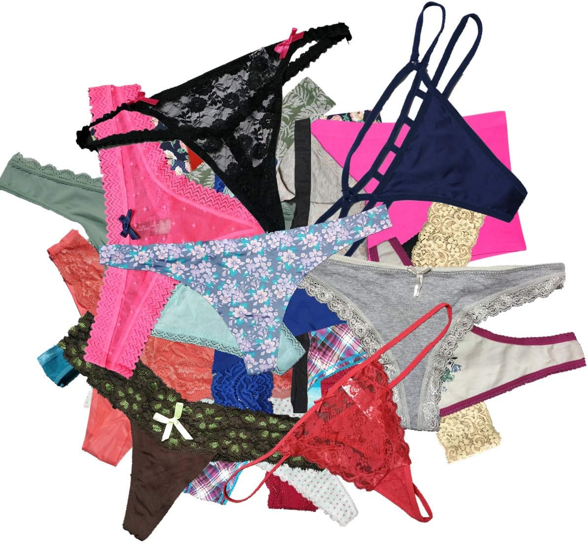 Variety of Womens Underwear Pack T-Back Thong Bikini Hipster Briefs Cotton Lace Panties