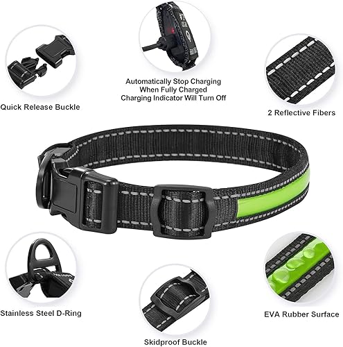 Miniatura 6 de LIFIS Collar LED para perro con luz IPX7, resistente al agua, mayor brillo que brilla en la oscuridad, collares para perros grandes, medianos y