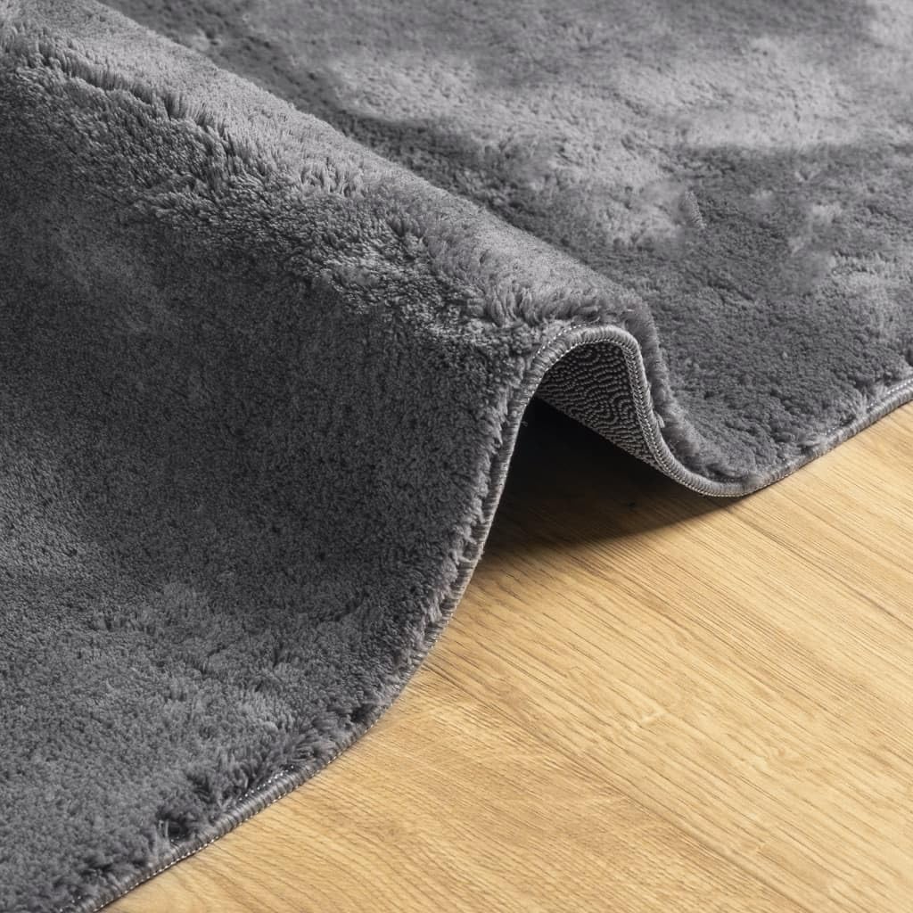 Gecheer HUARTE Tapis à poils courts doux lavable anthracite 200 x 200 cm