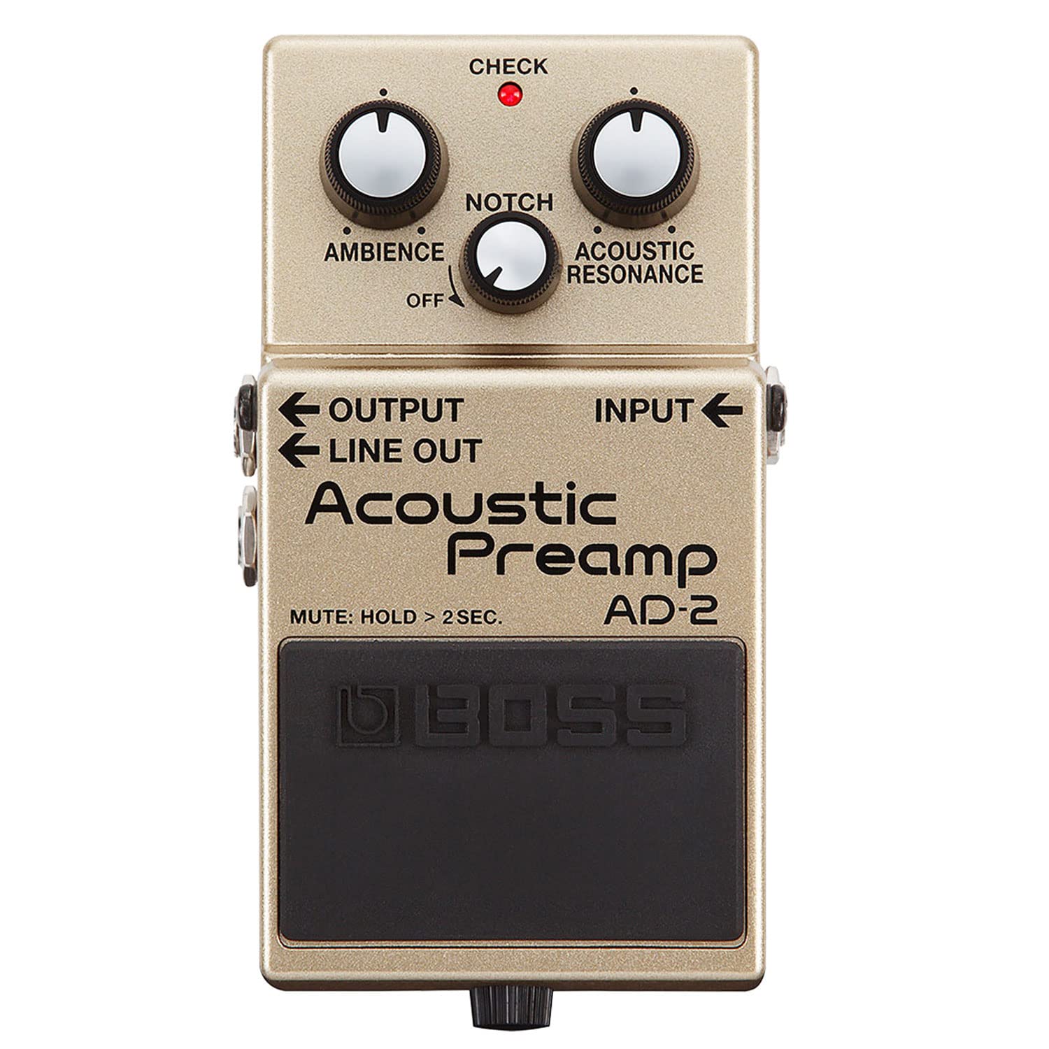 Boss AD-2 Acoustic Preamp Pedal Effektgerät für Akustik-Gitarre + keepdrum Klinkenkabel