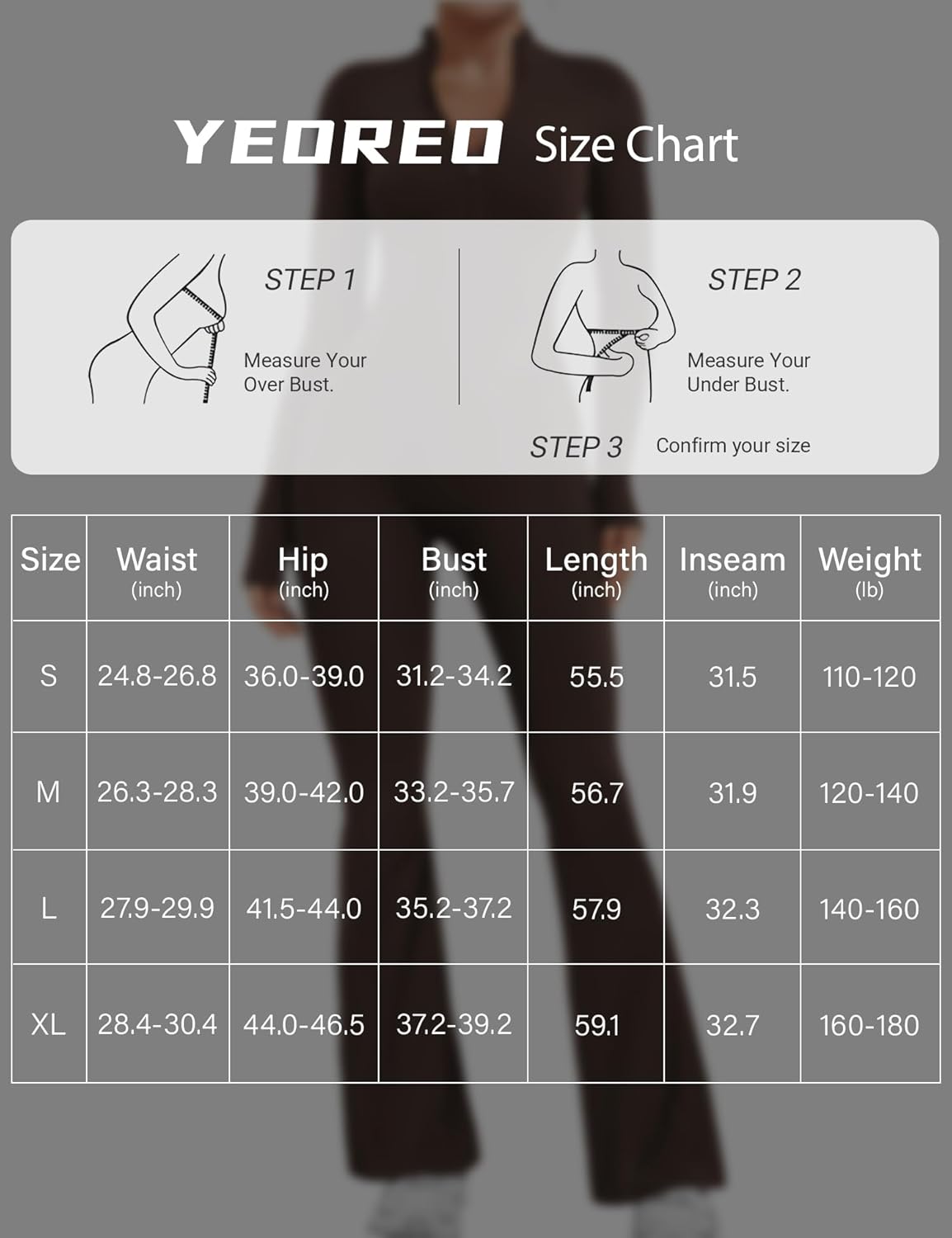 YEOREO Women Long Sleeve Flare Workout Jumpsuit Zip Up Romper Bottom Pants Wide Leg Bodysuit Bodycon Sexy One Piece - Image 6