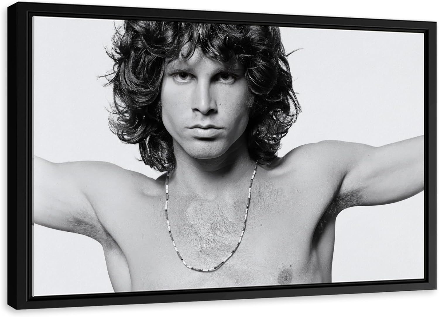 Rock Legend Singer Canvas Wall Art Print | Vintage Music Icon Artwork | Retro Home Decor – Various Sizes (24in x 18in Modern Black Framed)