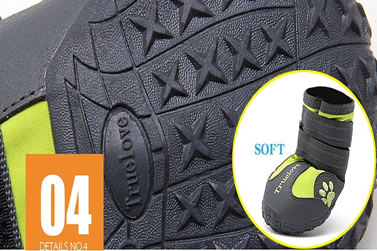 Truelove Perro Zapatos Impermeable Antideslizante Botas de Lluvia Protectores de la Pata Reflectante TLS3961(Negro,7#)