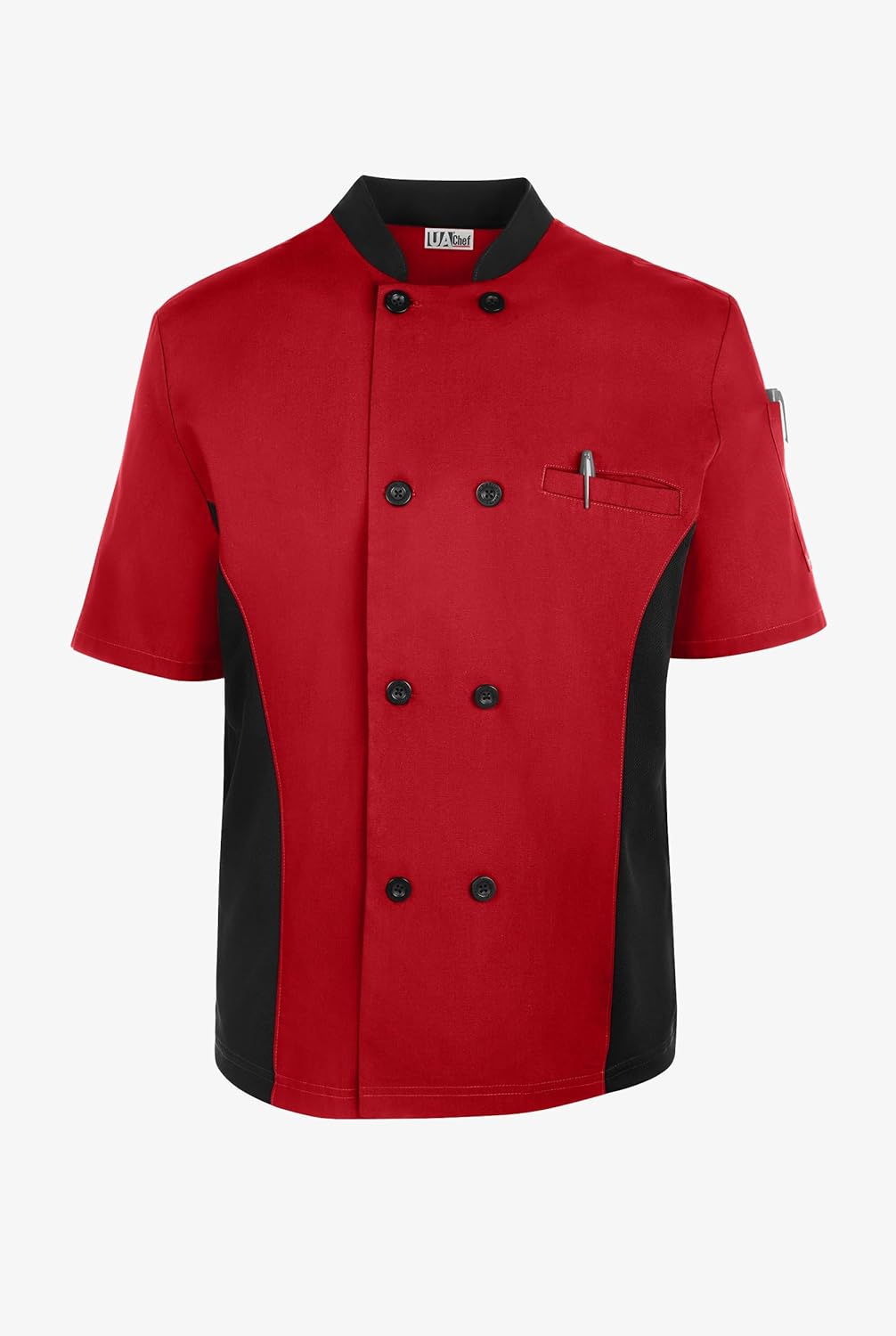 Men's Chef Coat Short Sleeve - Professional Chef Jacket with Breathable Mesh Side Panels & 2 Pockets for Culinary Essentials - Image 5