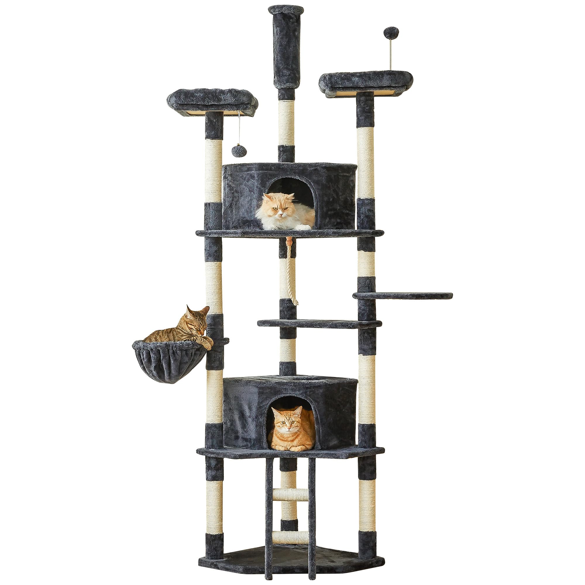 MWPO グレー キャットタワー 高さ217-238cm Mwpo キャットタワー 多頭