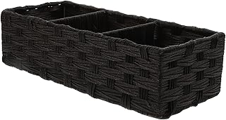 STOBAZA 1pc Straw Storage Box Basket Wicker Drawer Organizer Rattan Crate Storage Bins for Shelves Rattan Organizer Sundries Container Small Divided Tea Bag Cosmetic Cattail Grass