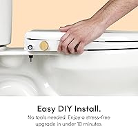 Vista 3 de TUSHY Oasis - Asiento de bidé no eléctrico de agua tibia (alargado) Autolimpiante con doble boquilla, temperatura y presión ajustables