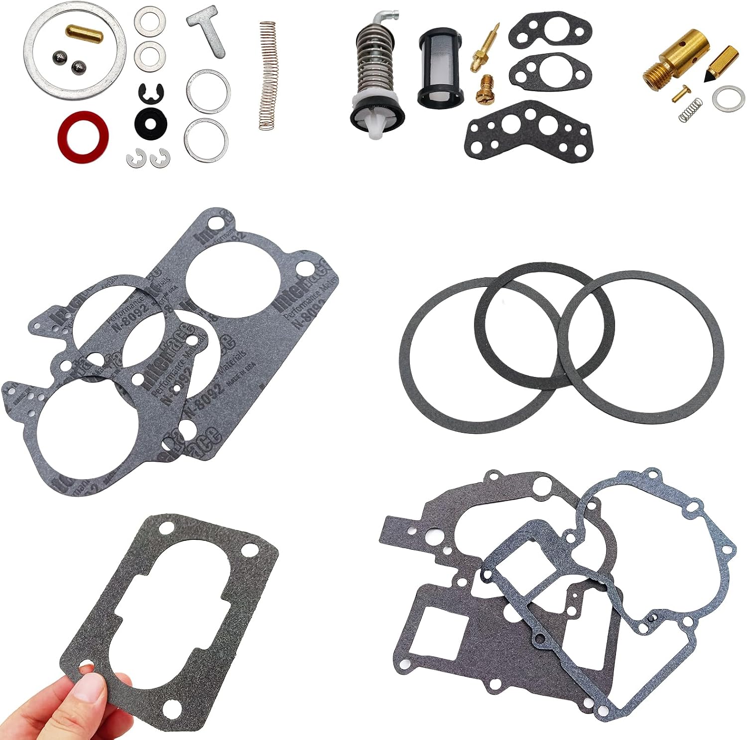 Carburetor Rebuild Kit With float, Replacement for Marine 3.0L 4.3L 5.0L 5.7L Mercarb 2 BBL, 3302-804844002 1389-9562A1 1389-9563A1 1389-9564A1 1389-9670A2 1389-806077A2