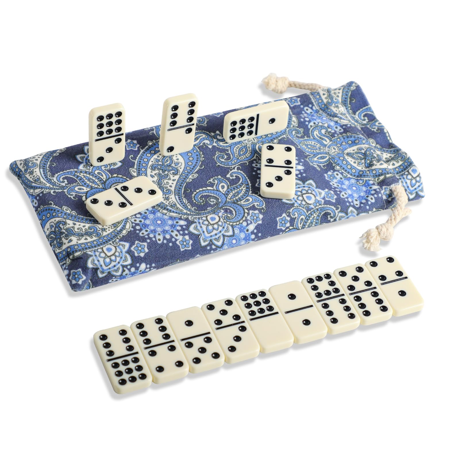Dominoes Set for Adults, Double 9 Dominoes Games with 55 Large Size 2 Inch Tiles, Ivory with Black Dots, Classic Family/Travel Board Game (2-8 Players)