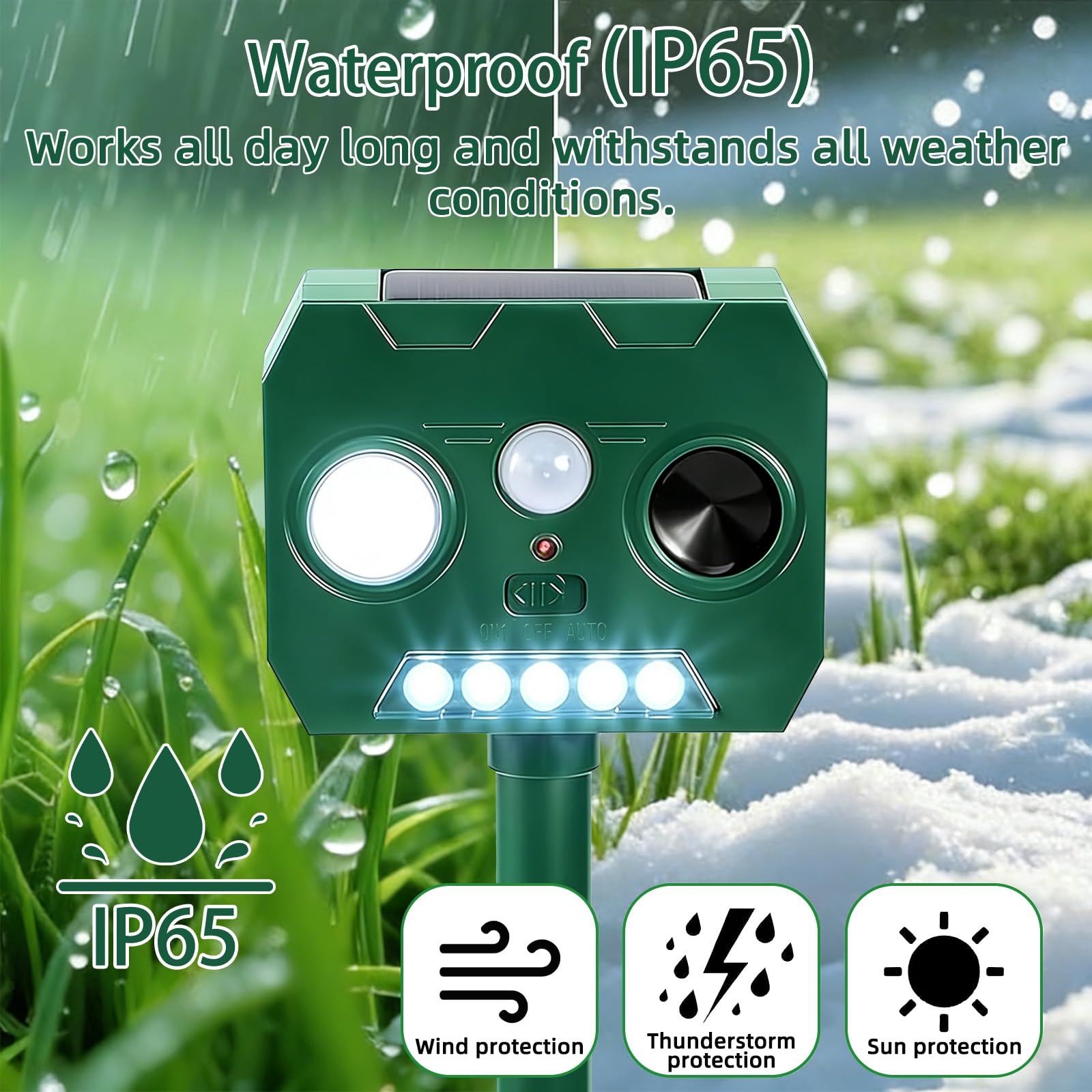 2 Pezzi Dissuasore Gatti, Repellente per Volpi Ultrasonico Solare con Luce LED, 12m 120° Dissuasori per Piccioni Giardino IP65 Impermeabile per Gatti Martore Volpi Cani Procioni
