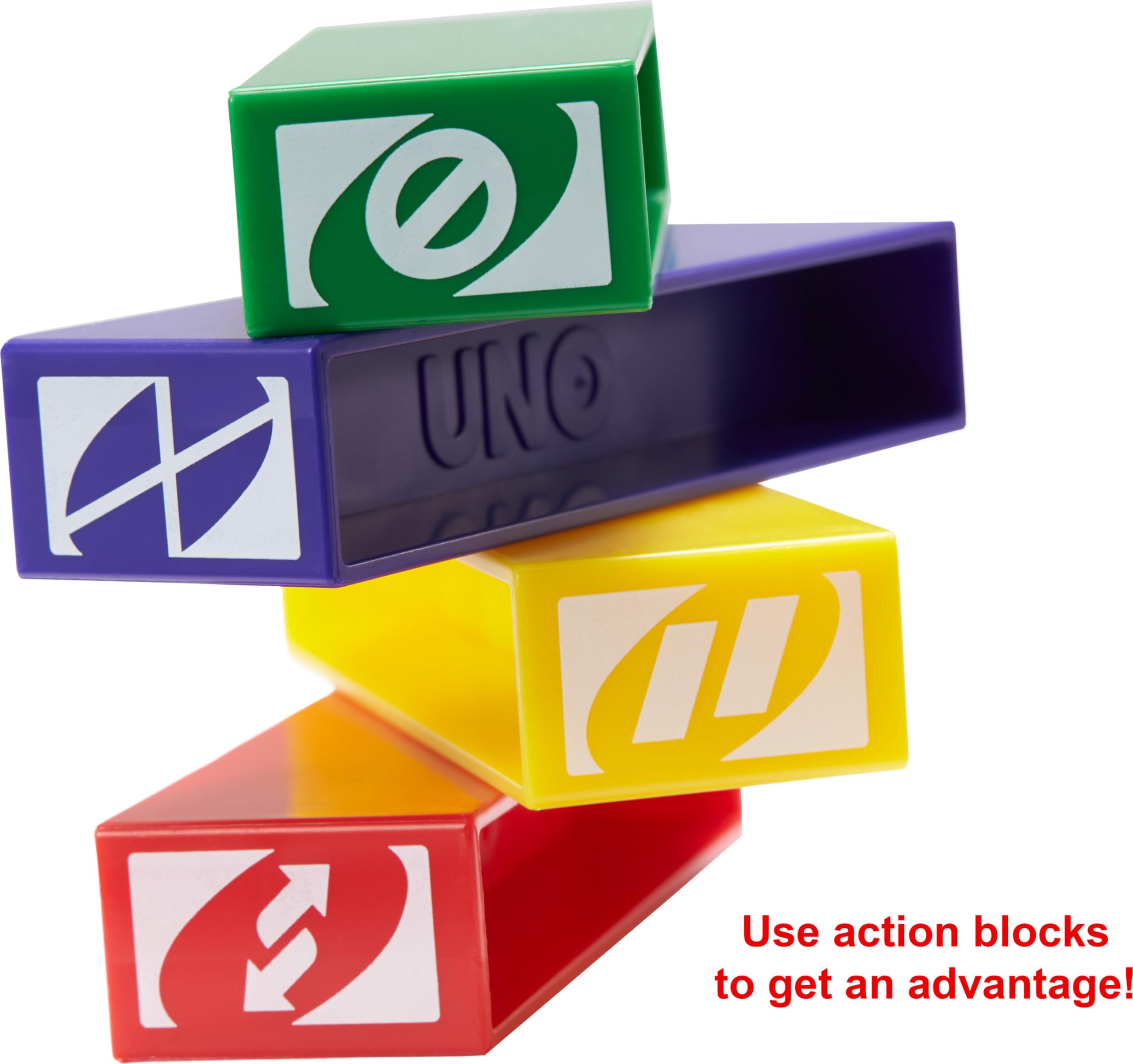Mattel Games UNO StackoGame for Kids and Family with 45 Colored Stacking Blocks, Loading Tray and Instructions, Makes a Great Gift for 7 Year Olds and Up (43535) — Amazon image 4