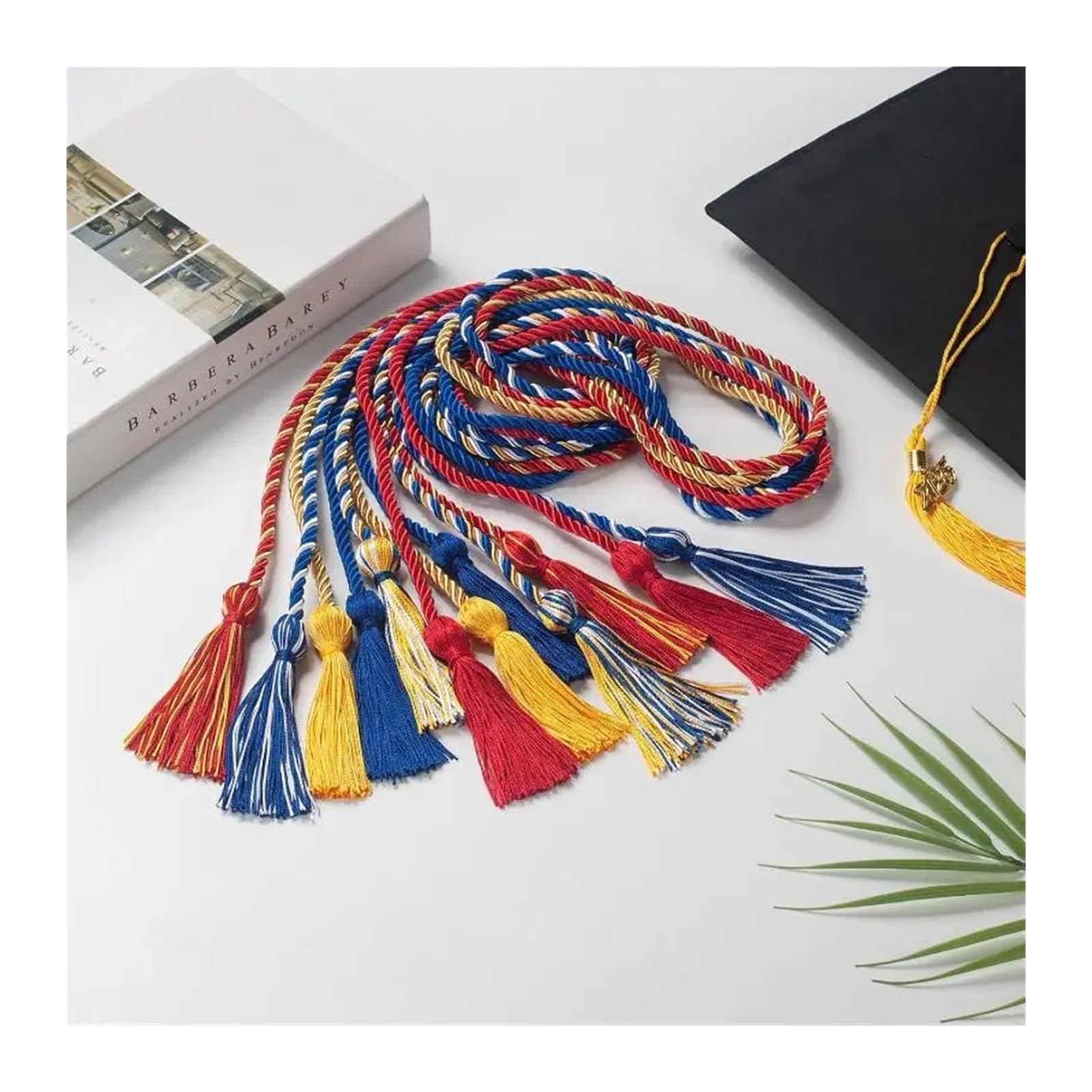 Lot de 10 cordons à pompons de 170 cm à double frange, pour remise de diplôme et rideaux