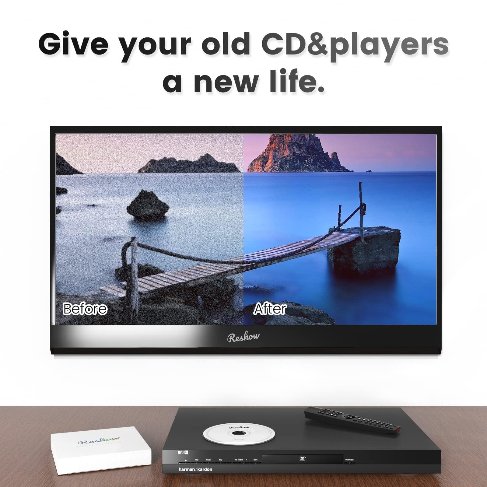 Reshow Zestaw do czyszczenia soczewek laserowych odtwarzaczy CD i DVD bez zarysowań optyki - w zestawie ściereczka z mikrofibry, tarcza czyszcząca i roztwór czyszczący (1 butelka płynu czyszczącego)