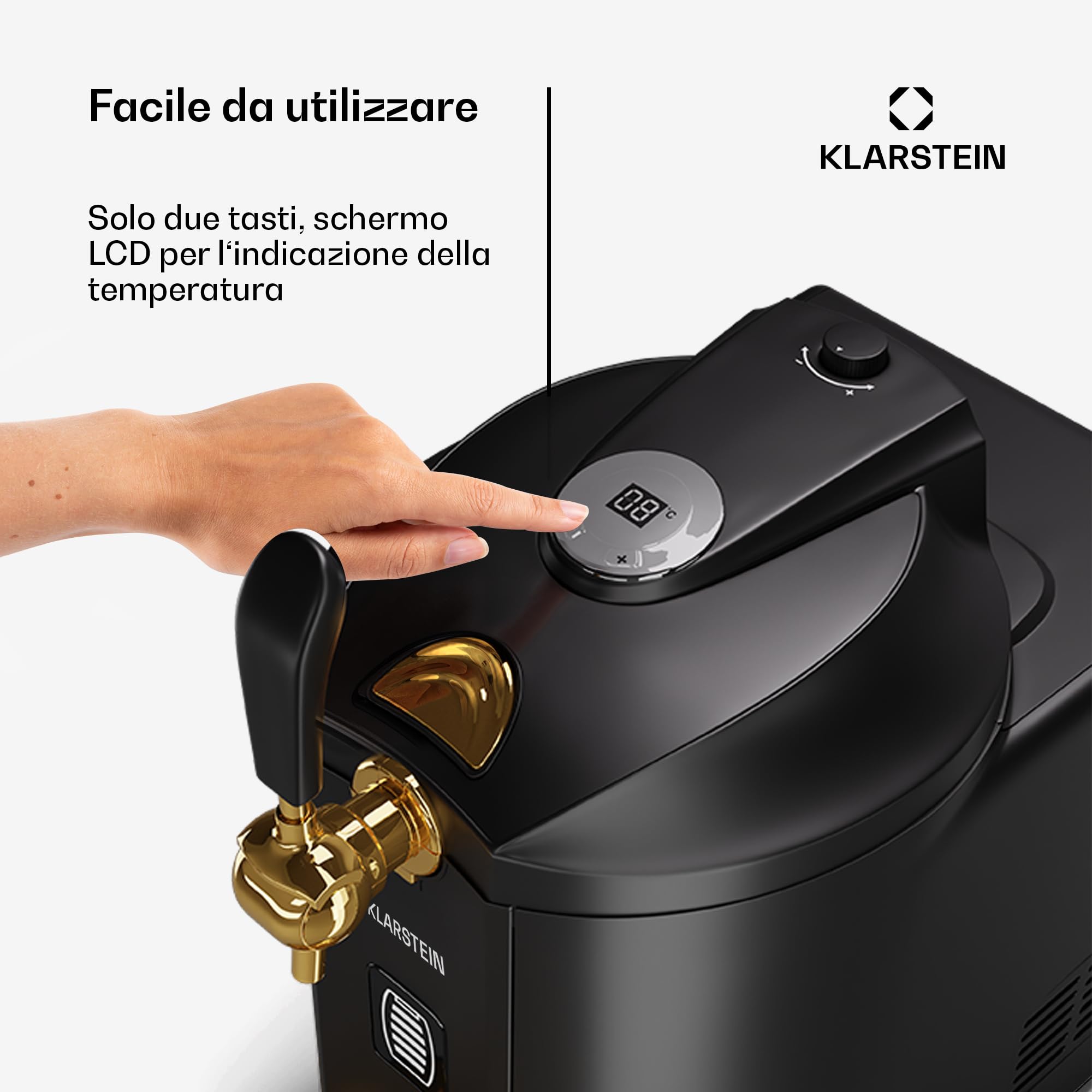 Klarstein Spillatore Birra da Casa - Dispenser Birra con Raffreddamento UltraFast, Temperatura Regolabile, Sistema a Cartuccia CO2, Display LCD