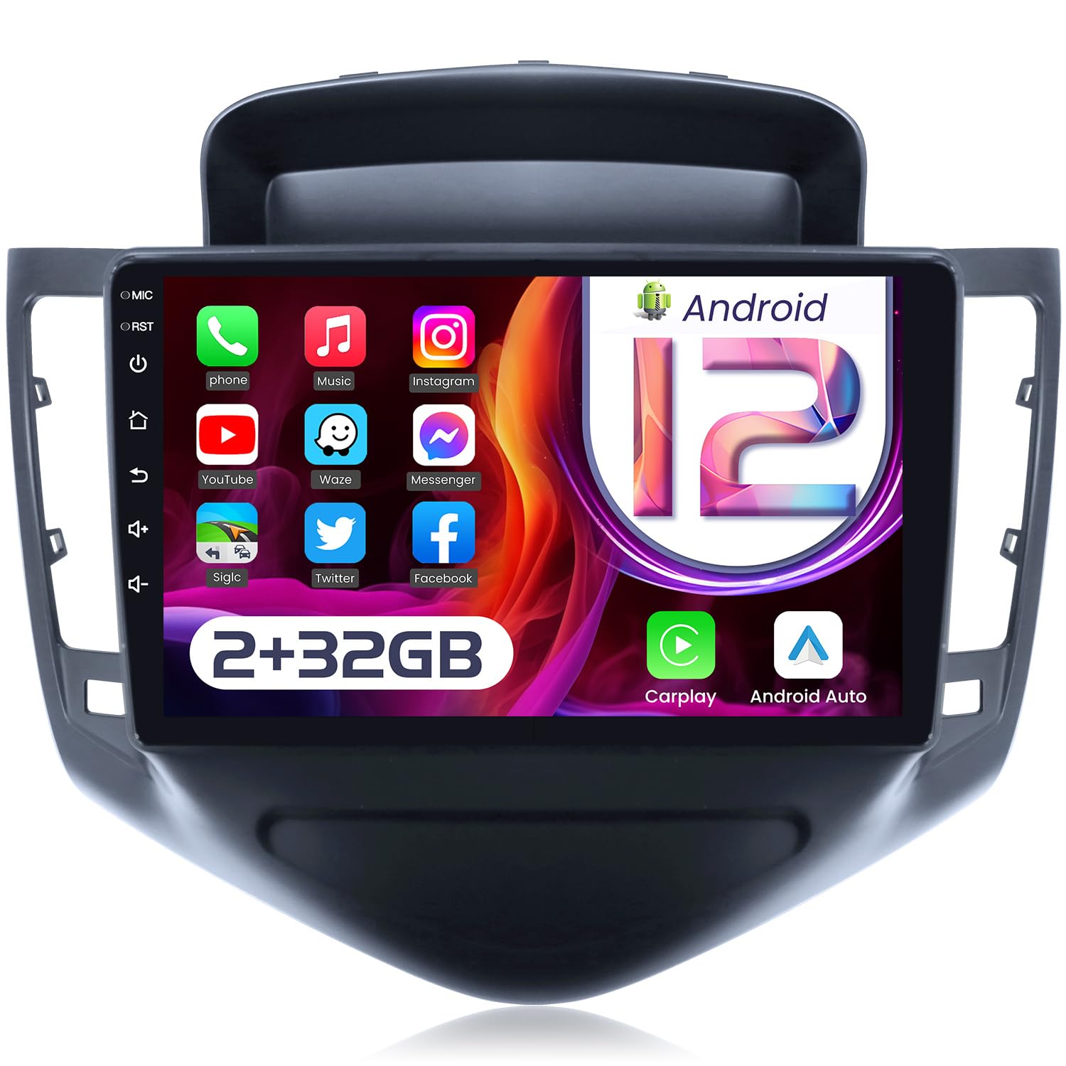 Car Radio Stereo for Chevrolet Chevy Cruze 2009-2015: 1280 * 800 Touchscreen 9" with Wireless Carplay Android Auto - 2+32G GPS Navigation Upgrade 5GWiFi Bluetooth SWC/FM/Mirror Link/HD Backup Camera