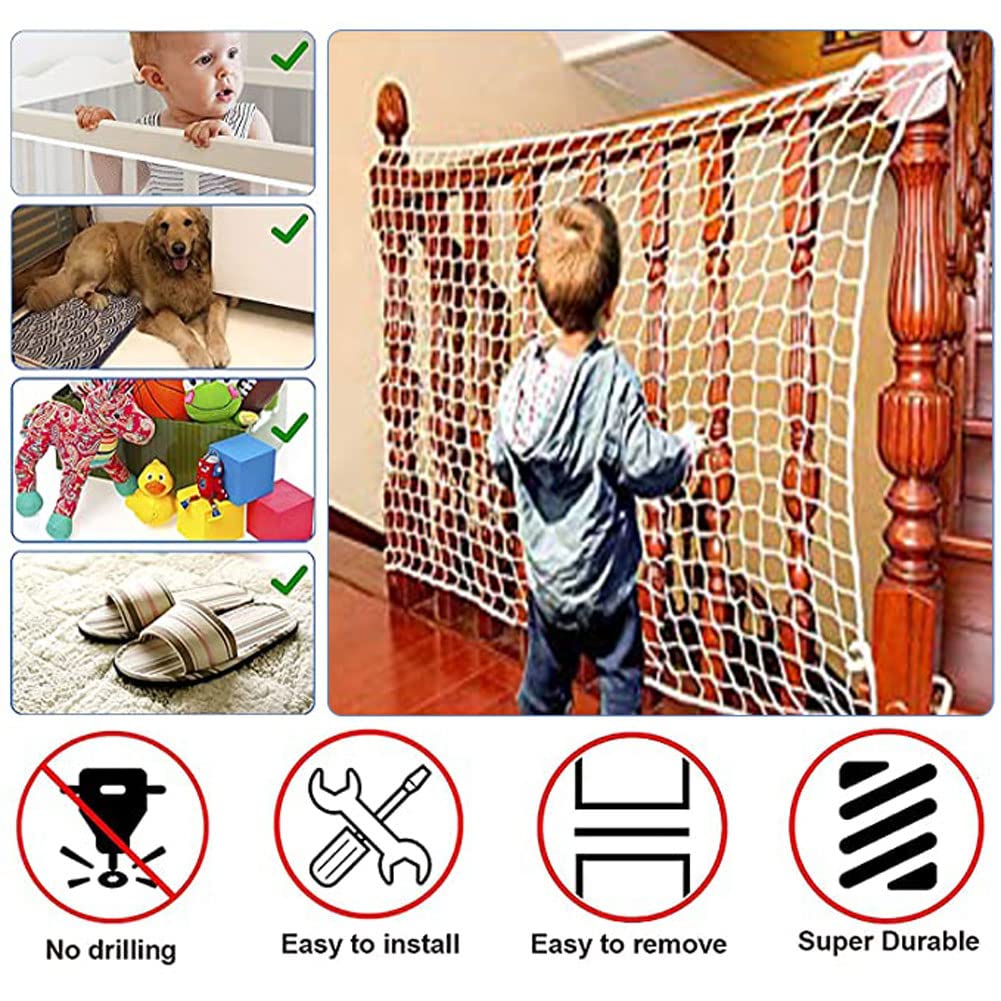 KACQIHTU Safety Net, White Protective Net, Stair Protector, Fall Protection Net, Easy To Install For Home Fence, Backyard Sports (Size:1x2m, Color:White