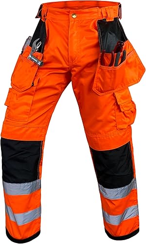 Notus - Pantalones de seguridad de alta visibilidad para hombre Cordura reforzados hasta la rodilla, pantalones tácticos para herramientas