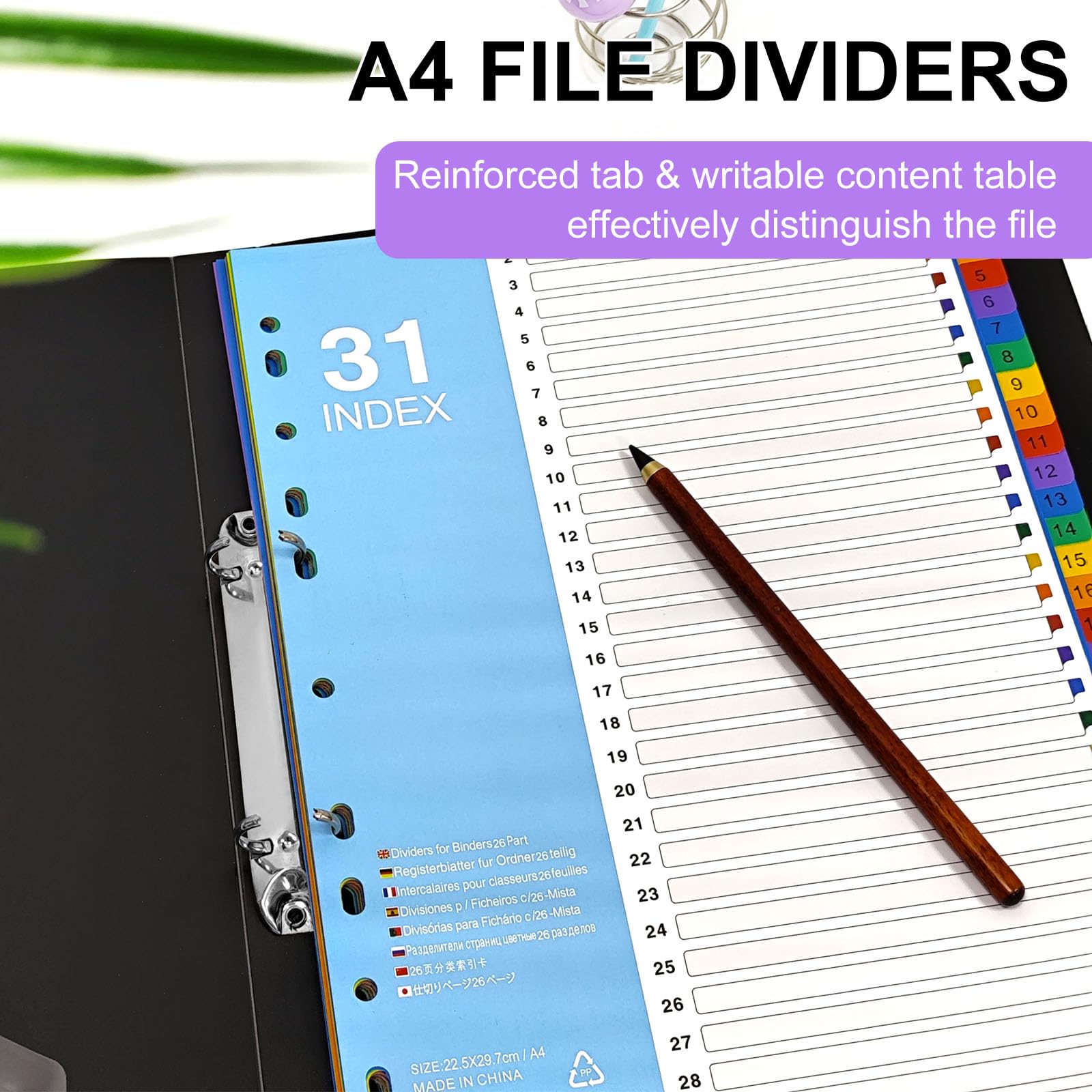 Divisori Per Raccoglitori A4 - Set 6 Pezzi Con Indice A-Z, Materiale PP Impermeabile, Per Ufficio E Scuola - Foto 10