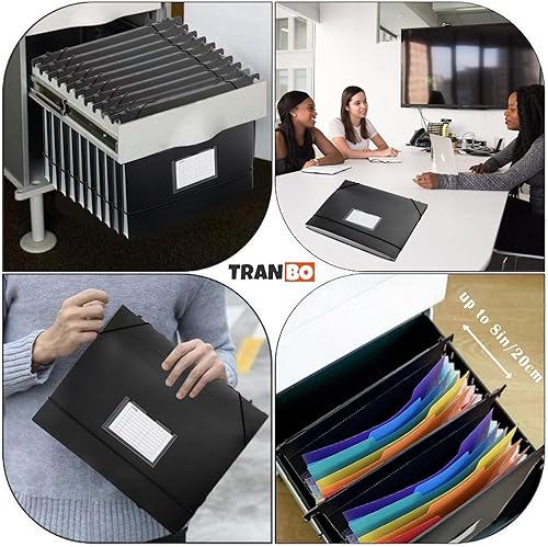 Vista 11 de TRANBO Carpeta de archivos colgante de 7 bolsillos con ganchos retráctiles para archivador, organizador de archivos de acordeón expandible