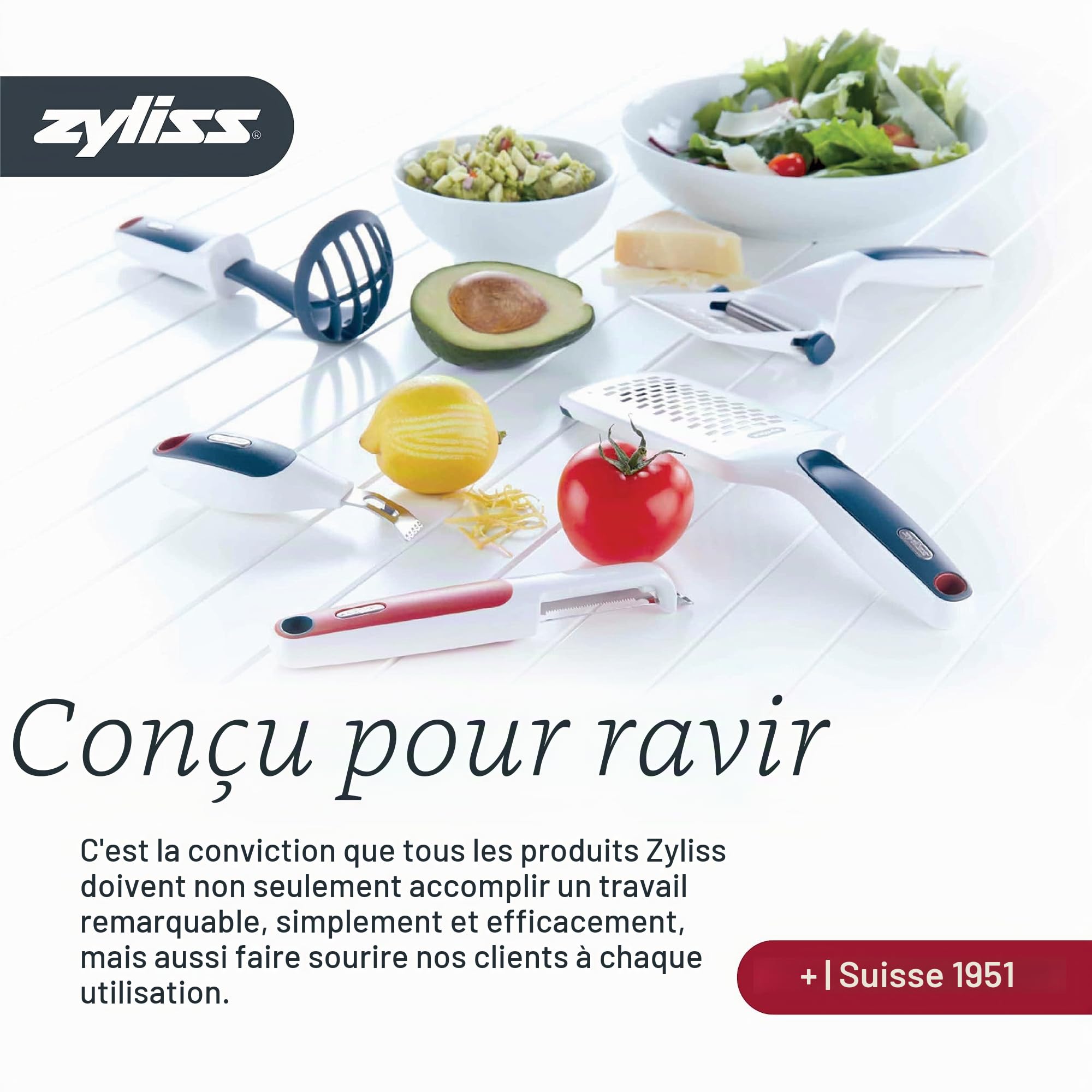 Zyliss 5 PCS Pot à Ustensiles de Cuisine en Silicone Durables, Anti-Rayures | 5 Pièces Set Ustensiles de Cuisine Silicone avec Rangement, Louche, Spatule, Cuillère, Compatible Lave-Vaisselle