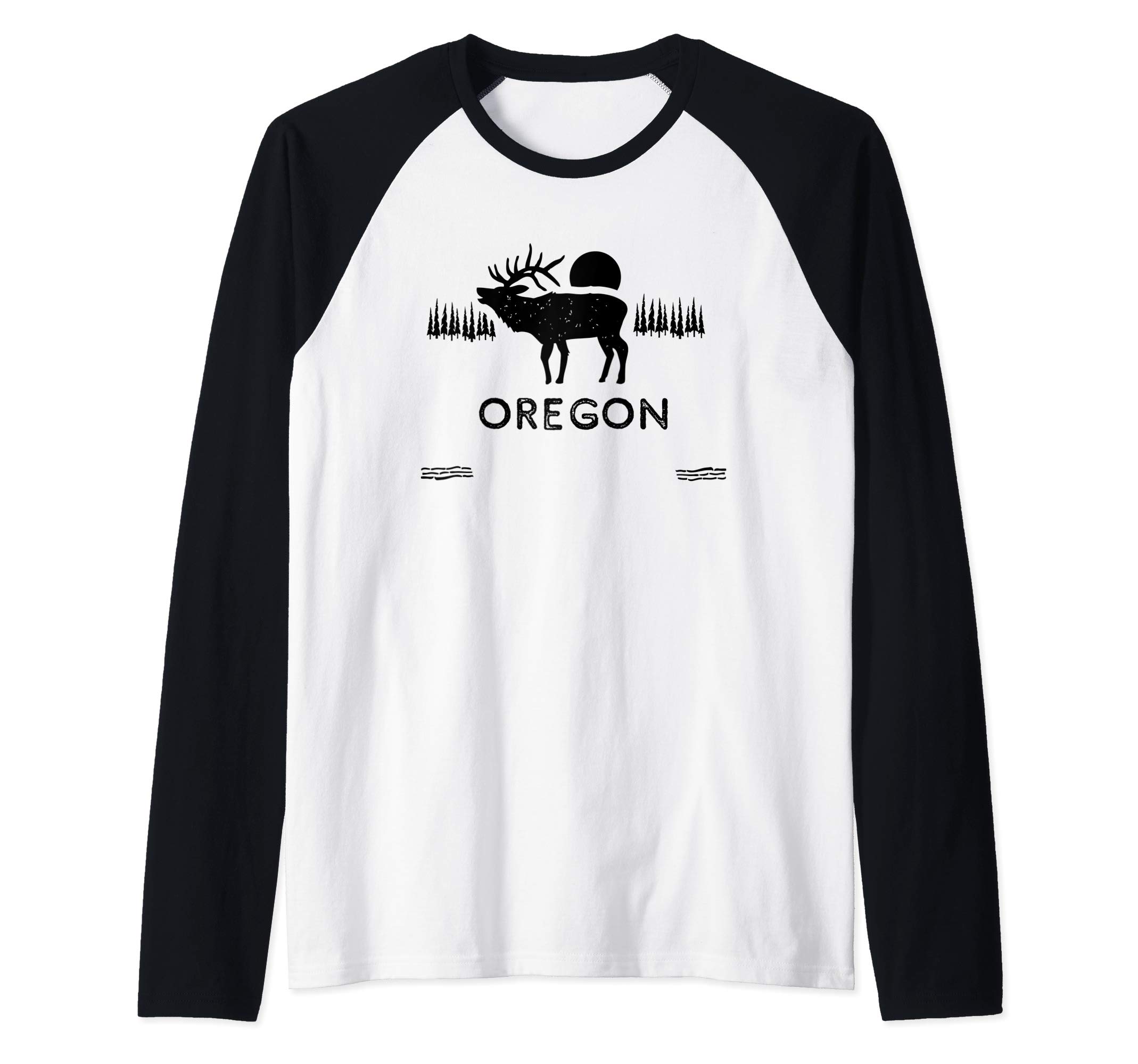 Oregon Mountain Elk | Cool Oregon Gift | Oregon Elk Raglan Baseball Tee