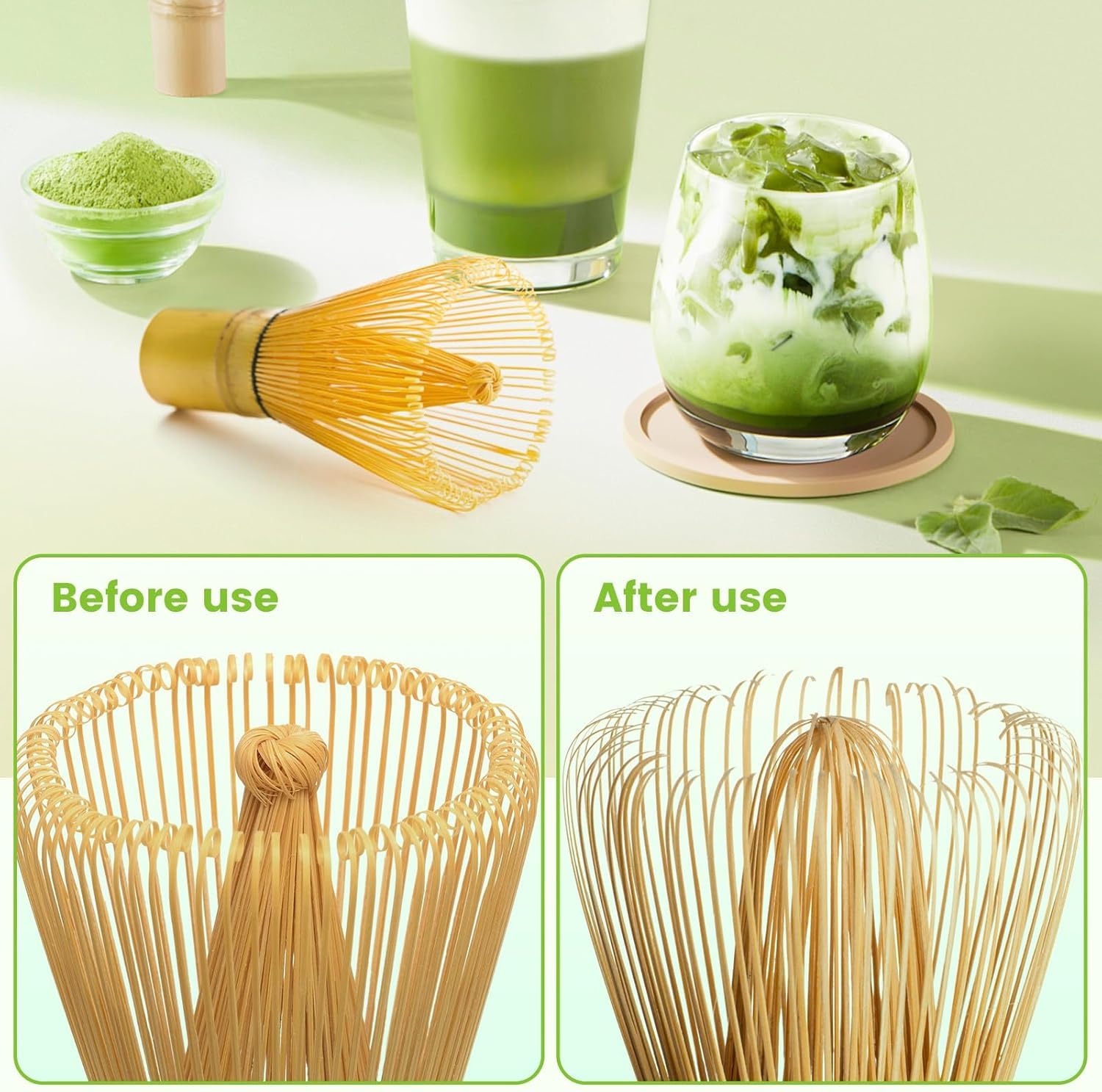 Kit Frusta Matcha In Bambù Con Cucchiaio Dosatore - Set Completo Per Preparare Il Tè Matcha Giapponese, Frusta Chasen E Misurino