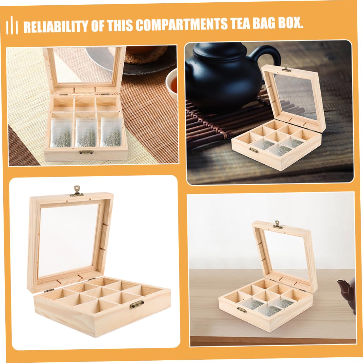 Alipis 2 Pezzi scatola per bustine di tè portabustine del te Porta del tè primo vano magazzinaggio Porta della borsa da tè organizzatore di tè Forniture per la casa Bicchiere Khaki