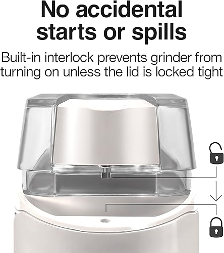 Miniatura 3 de Proctor Silex Molinillo de café eléctrico para granos, especias y más, cuchillas de acero inoxidable, 12 tazas, color blanco